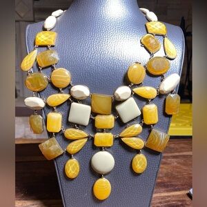 Colleen Lopez Large Multi Color Acrylic Bib Statement Womens Necklace Yellow 28”